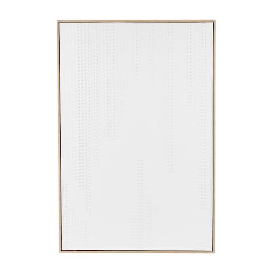 White wooden abstract dimensional dot home wall décor with brown wooden frame